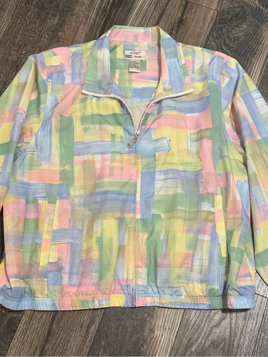 Koret Jackets & Blazers - Vintage Koret Sport Pastel Brushstroke Zip Front Jacket Pockets Lightweight XL